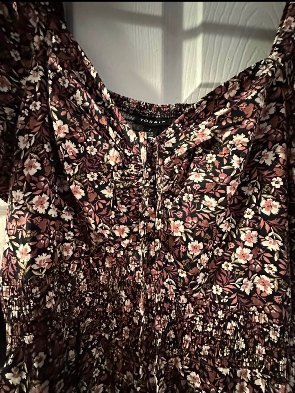 Torrid NWT Burgundy Floral Smocked Jumpsuit - Picture 2 of 7